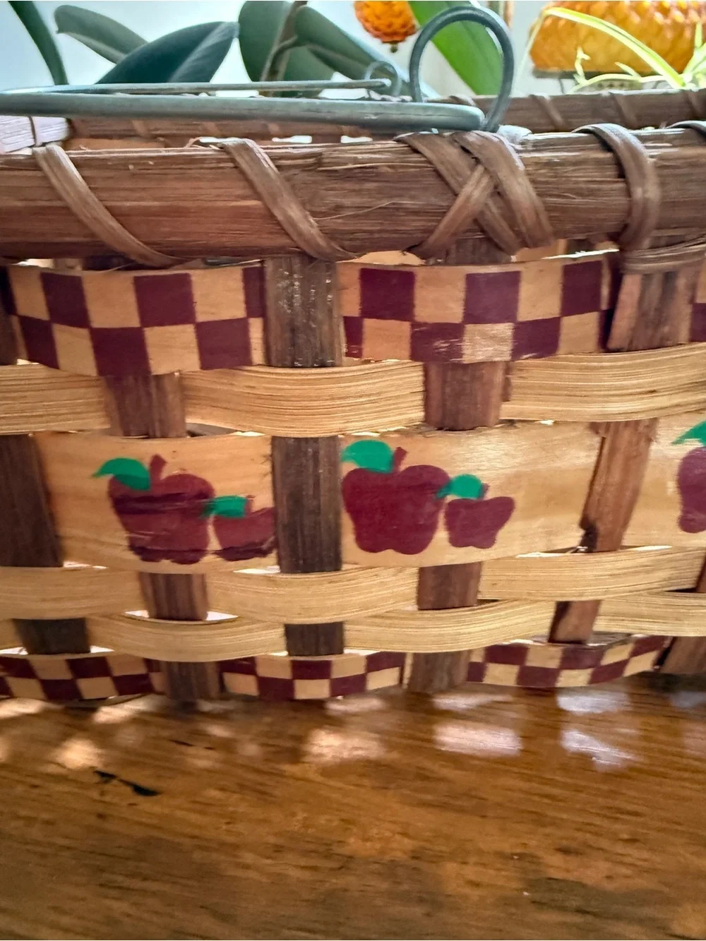 Handwoven Apple Accent Basket - Brown and Red